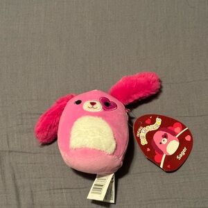 Squishmallow pink white Sager stuffed dog 4 inch NWT